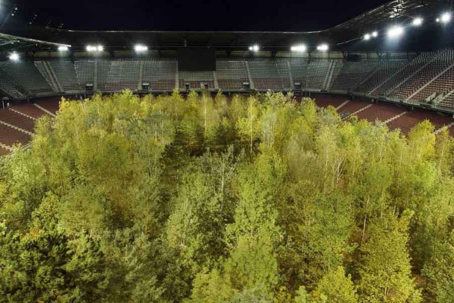 Klaus Littmann „FOR FOREST - Die ungebrochene Anziehungskraft der Natur“, Kunstintervention 2019, Wörthersee Stadion Klagenfurt | Austria  ©  UNIMO