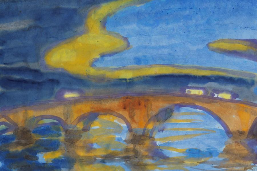 450 EMIL NOLDE Brücke über die Elbe (Augustusbrücke in Dresden), 1925/1930. Aquarell Schätzpreis: € 40.000 - 60.000