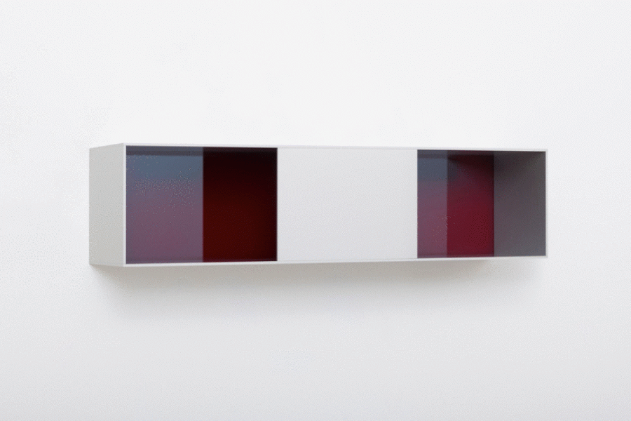 Donald Judd, untitled, 1991. Clear anodised aluminium and transparent brown over red acrylic painted sheet. 25 x 100 x 25 cm (9.84 x 39.37 x 9.84 in). Stamped Donald Judd 91-98 @ Aluminium AG Menziken (on the reverse).