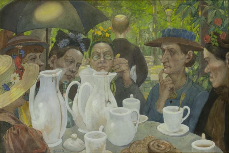 Hans Baluschek Hier können Familien Kaffee kochen, 1895 Mischtechnik auf Pappe Bröhan-Museum Foto: Martin Adam, Berlin