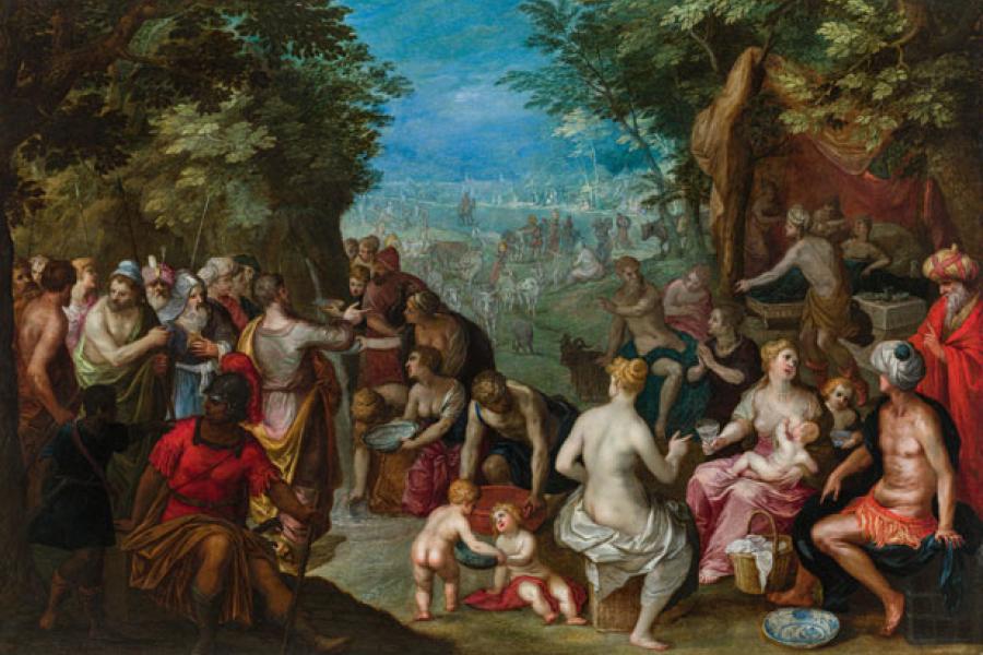 Jan Brueghel der Ältere und Hendrik van Balen Moses schlägt Wasser aus dem Felsen (um 1607) Öl auf Kupfer 42,5 x 62,5 cm 250 000 – 500 000 €