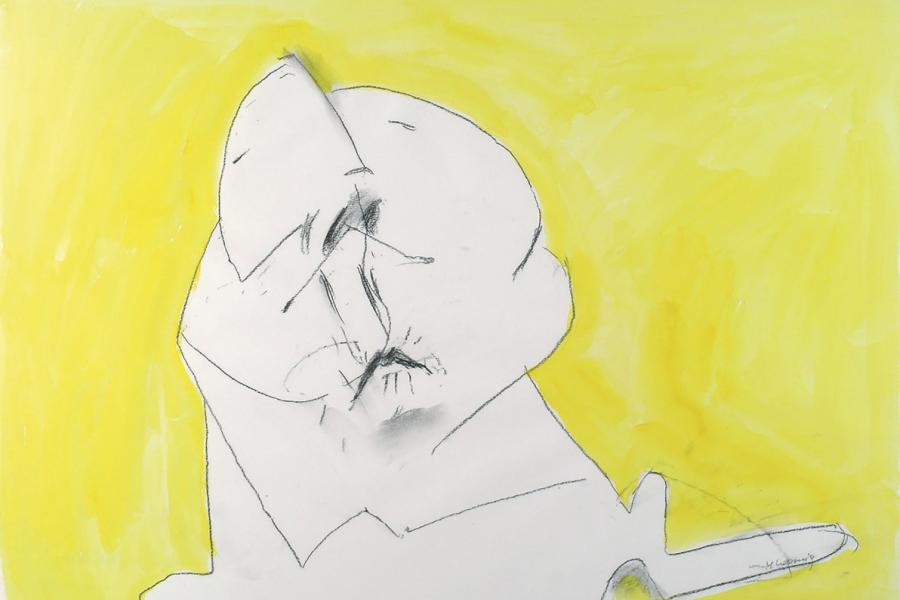 Maria Lassnig, Si tacuisses, philosophus mansisses, 1998, Kohle und Aquarell, Sammlung Klewan © Maria Lassnig Stiftung / VG Bild-Kunst, Bonn 2021