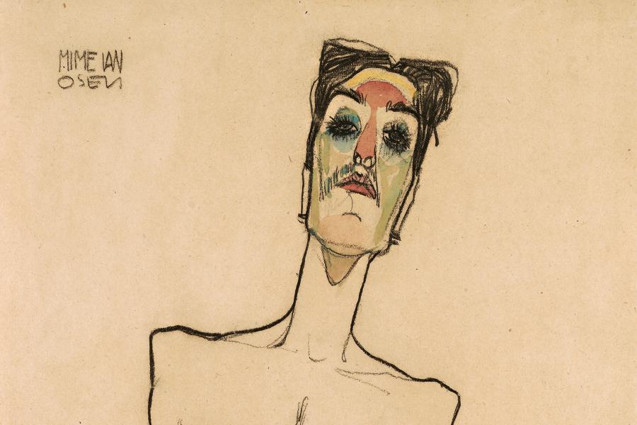 Egon Schiele, Erwin Dominik Osen mit aneinandergelegten Fingerspitzen („Mime van Osen“), 1910 (Detail) © Leopold Museum, Wien | Foto: Leopold Museum, Wien/Manfred Thumberger