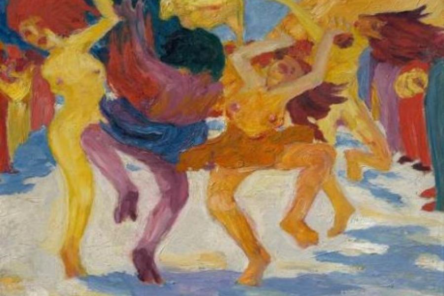 Emil Nolde  Tanz um das Goldene Kalb, 1910  Öl auf Leinwand, 87,5 x 105 cm  Bayerische Staatsgemäldesammlungen, München © Stiftung Seebüll Ada und Emil Nolde  Foto: Sibylle Forster