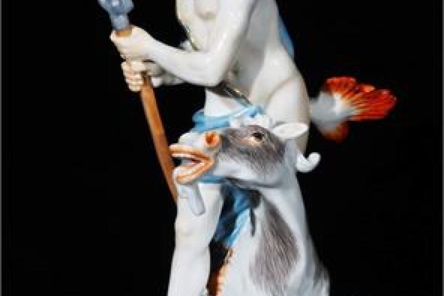 21 Seltene MEISSEN-Figur " Poseidon und Hippocampus". Limit 300 EUR