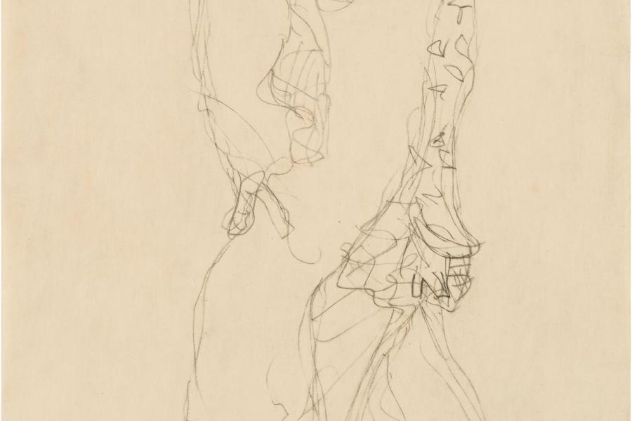 4002  Gustav Klimt  Stehende Dame mit Boa von vorne (Studie im Zusammenhang mit dem Bildnis Adele Bloch-Bauer, 1907), 1903-04  Schätzpreis: € 50.000 - 100.000