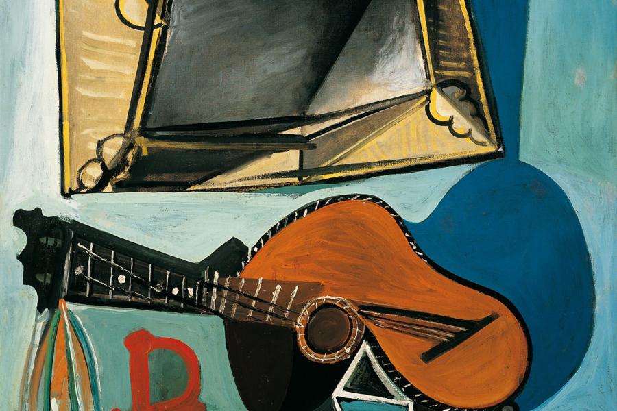 Pablo PicassoStillleben mit Gitarre, 1942Öl auf Leinwand100,5 ×81 cmALBERTINA, Wien –Sammlung Batliner© Succession Picasso/ Bildrecht, Wien 2023