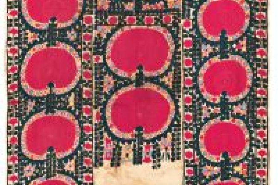 Tashkent Joinamaz Suzani 215 x 117 cm (7' 1" x 3' 10") Uzbekistan, second half 19th century Starting bid: € 500