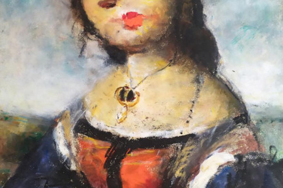 Iván Quesada Rafael, la muda, retrato de mujer, 2017  Pastel al óleo  40 x 30 cm