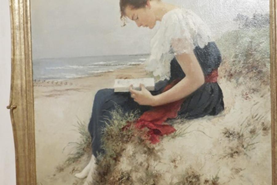 Hermann Seegers (1857-1945) "Am Strand", Öl auf Leinwand unten rechts signiert, ca.85,5 x 66cm