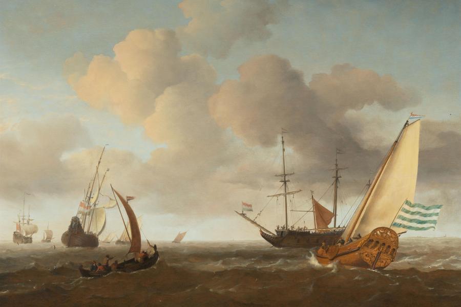 Willem van de Velde d. J. - Eine holländische Bezan-Yacht bei frischer Brise und weitere Schiffe  Schätzpreis: 200.000 € - 250.000 € Ergebnis: 226.800 €