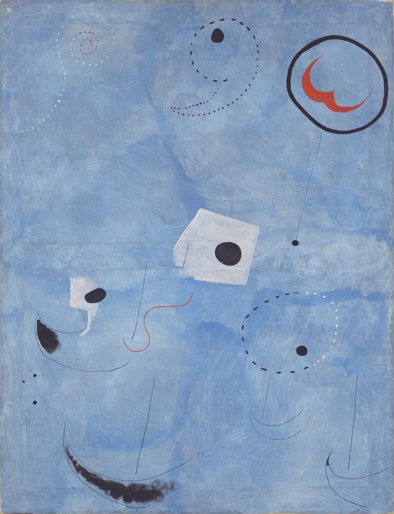 Joan Miró, Peinture, 1925, Öl auf Leinwand, 116 × 89 cm, Bayerische Staatsgemäldesammlungen, Pinakothek der Moderne, München, Foto: Sibylle Forster, Bayerische Staatsgemäldesammlungen, © Successió Miró / 2025, ProLitteris, Zurich