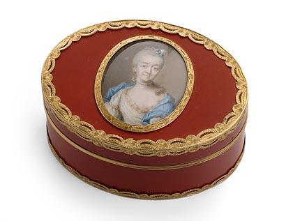 Gold-, Lack- und Schildpatt-Tabatière  mit Miniatur Paris, 1764/65, Jean-Guillaume Véalle