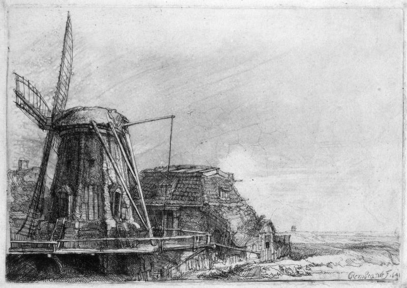 Rembrandt, Die Windmühle, 1641, Radierung Foto: Alte Galerie, Universalmuseum Joanneum, Graz