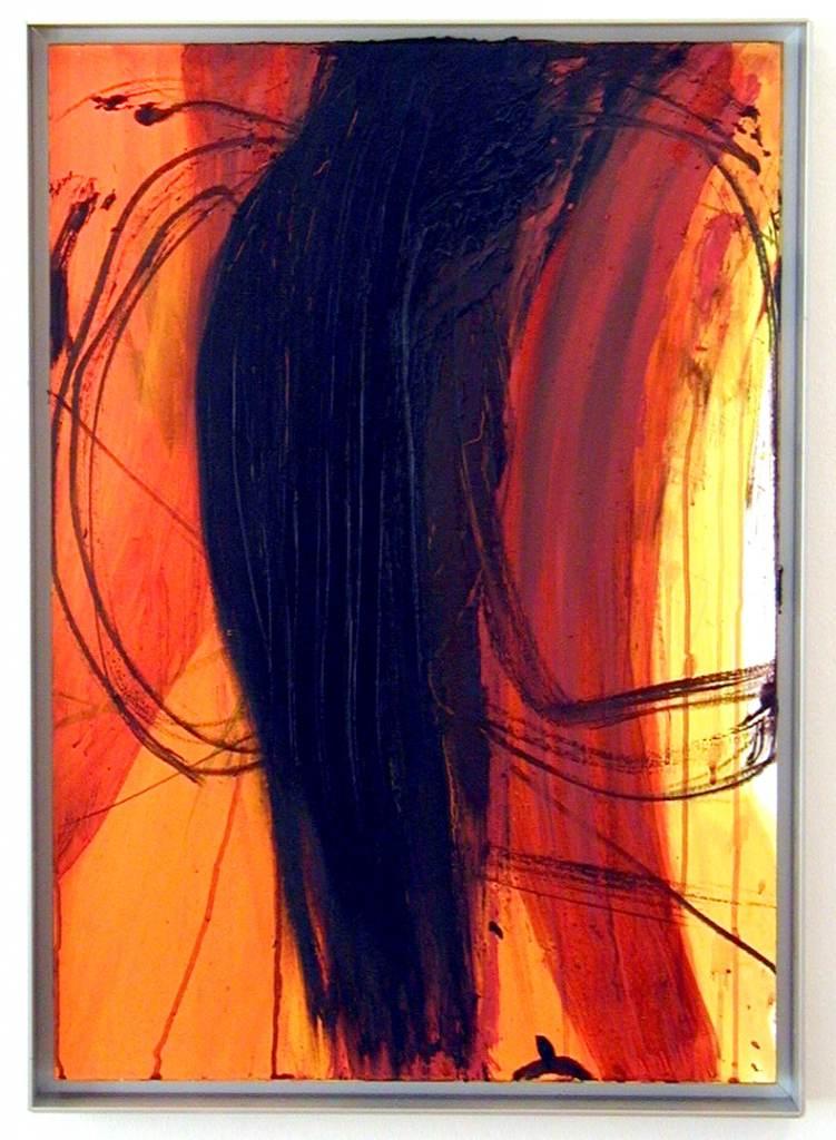 Arnulf Rainer, „Schwarzer Engel I“, 1998, Öl auf Karton auf Holz, 73 x 51 cm  Foto: Galerie 422