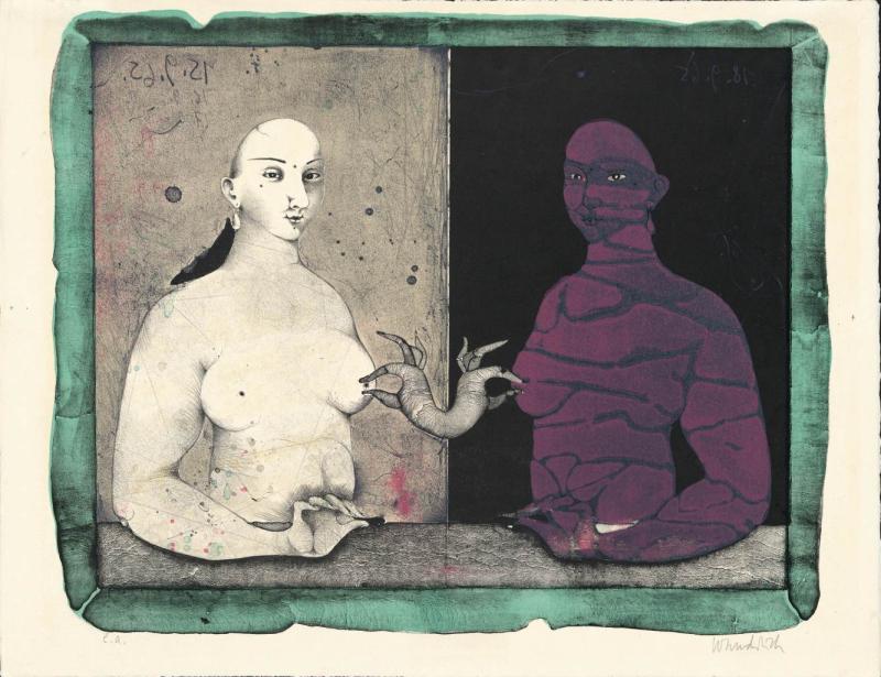 Paul Wunderlich (1927-2010) Bosomfriends II (Goldfinger), 1965 Farblithographie, 505 x 650 mm © Hamburger Kunsthalle/ bpk Photo: Christoph Irrgang