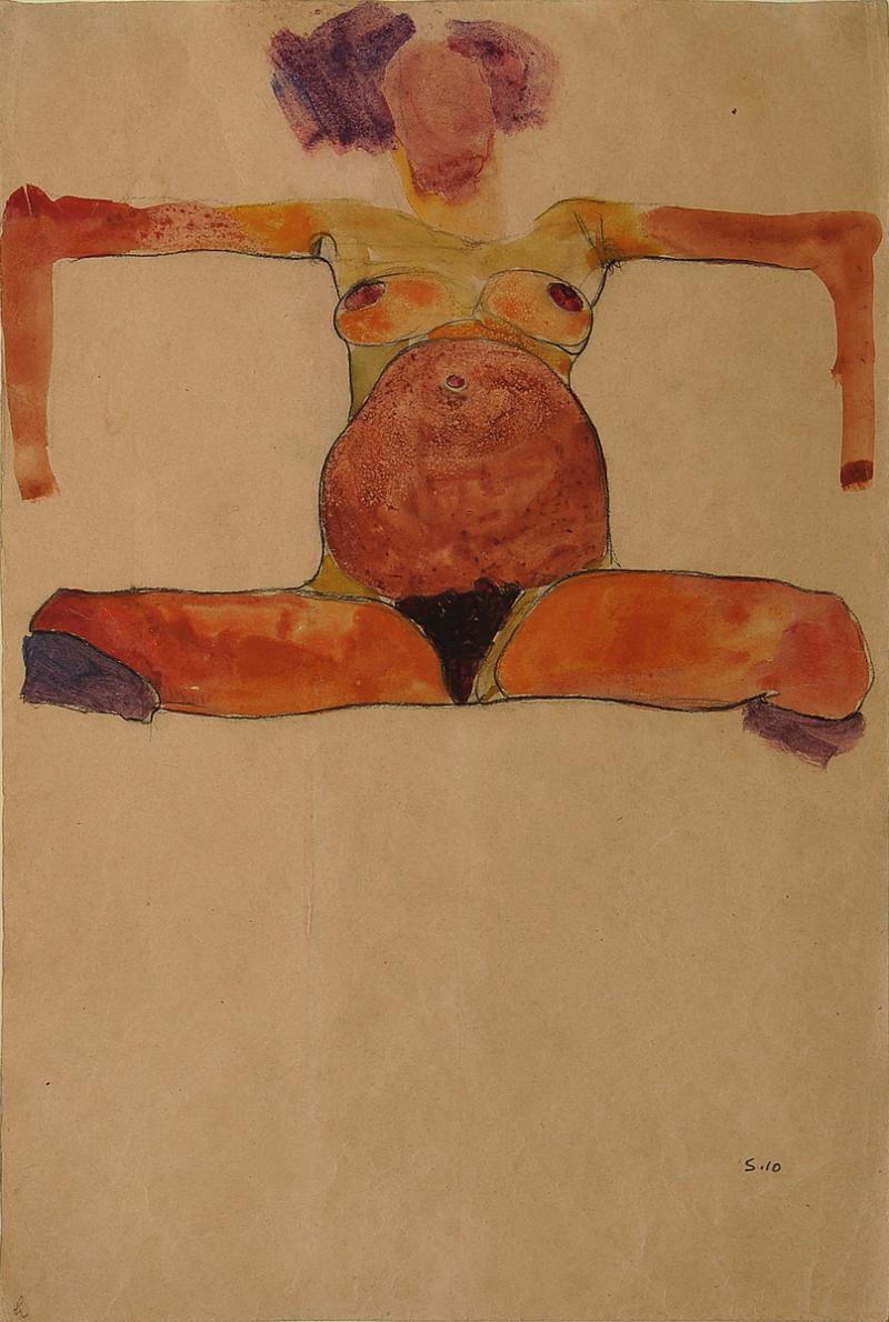 Egon Schiele Sitzender schwangerer Akt Aquarell auf Papier, 1910, 44,8 x 31 cm, Kallir WV Nr. 529  Zur Verfügung gestellt von: Galerie Kaiblinger – kunst.begegnung