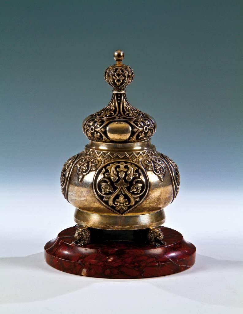 Lot 470: Seltenes Tintenfass, Moskau, Fabergé, 1908 – 1917, Erlös 9.000* Euro