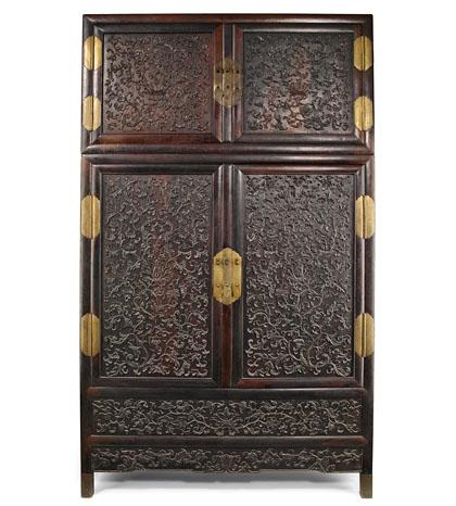 A large Imperial Zitan and Hardwood Cabinet, 18th ct. Property from an old German diplomate collection bought in China prior 1945