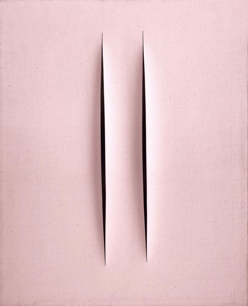 Lucio Fontana (1899 - 1968) Concetto Spaziale-Attese, 1968, Dispersionsfarbe auf Leinwand, 61 x 50 cm, erzielter Preis € 582.300, Fotonachweis: Dorotheum