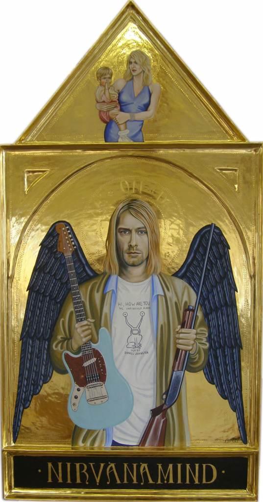 Peter MURPHY  Kurt Cobain Nirvanamind, o.J.  egg tempera and gold leaf on gessoed panel  92 x 48 cm  © Peter Murphy