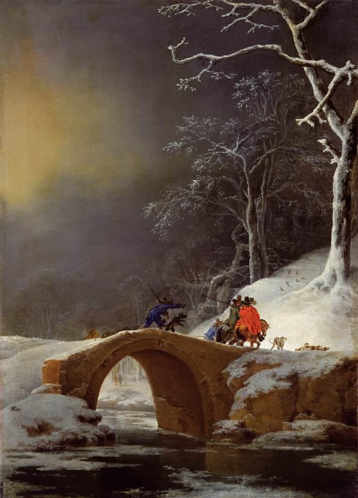 Winterlandschaft mit Jägern auf einer Brücke Jan Asselijn Um 1647 Leinwand auf Holz, 49,7 x 35,3 cm © Paris, Fondation Custodia, Collection Frits Lugt