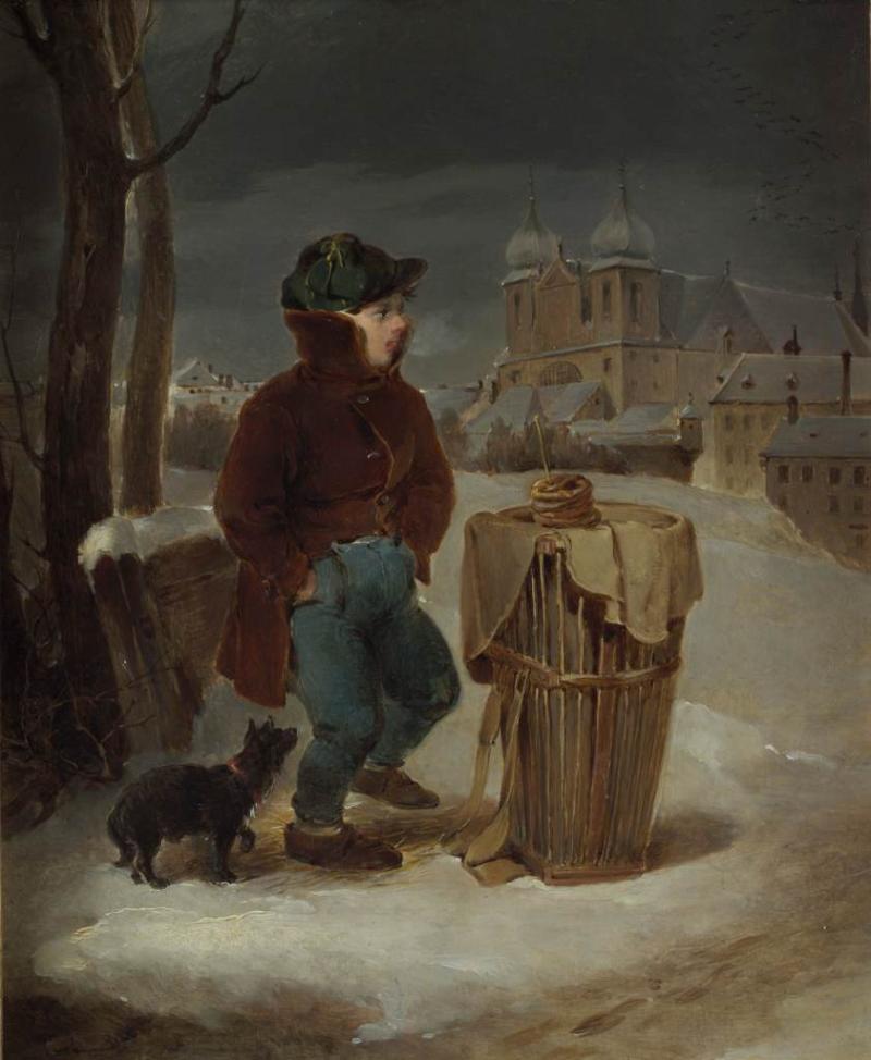 Der Brezelbub vor der Dominikanerbastei Peter Fendi 1828 Holz, 19 x 26 cm © Wien, Wien Museum