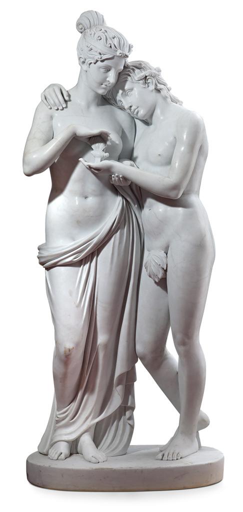 Neoklassizistische Skulptur der Cupido und Psyche. - Auktionshaus Michael Zeller