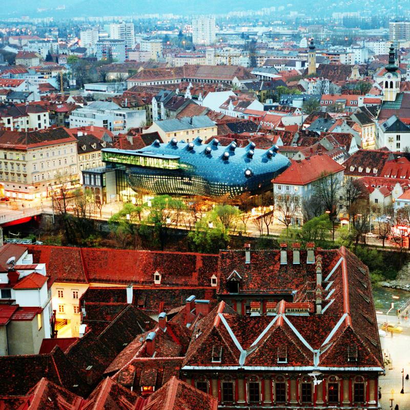 Kunsthaus Graz, Dachlandschaft  Foto: Universalmuseum Joanneum, Eduardo Martinez