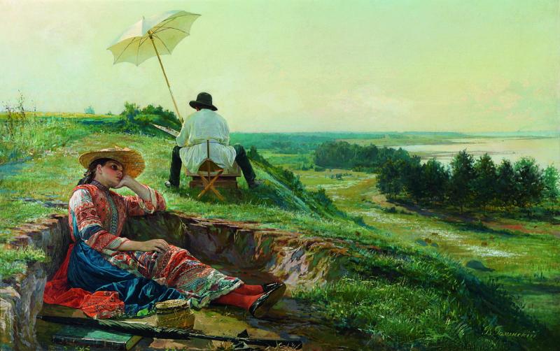 Vasili Andreyevich Golynsky (1854 - 1904), Ein heißer Sommertag, Öl/Leinwand, 70,5 x 108 cm, erzielter Preis € 146.700