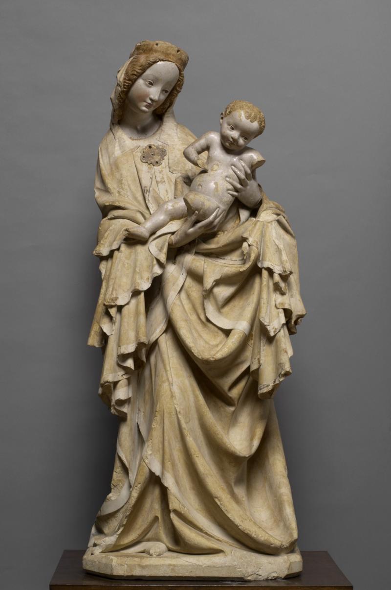 Krumauer Madonna (806 KB) um 1390/1400, Prag Kalksandstein, polychromiert H. 112 cm, B. 45 cm © Wien, Kunsthistorisches Museum