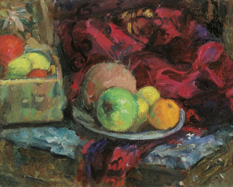 Anton Faistauer (St. Martin 1887 – 1930 Wien) Obststillleben Öl auf Karton, rechts oben signiert und datiert 1911, 39 x 48 cm  Zur Verfügung gestellt von: Antiquitäten und Bildergalerie Figl