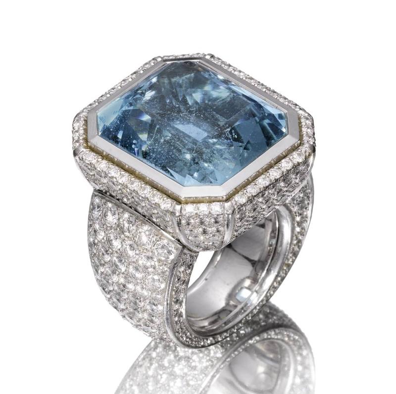 A164 / 2038 AQUAMARIN-BRILLANT-RING Majo Fruithof.  CHF 7 000 / 10 000