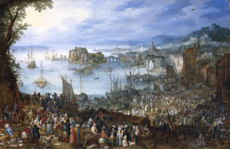 BRUEGHEL. Gemälde von Jan Brueghel d. Ä.  Jan Brueghel d. Ä. | Großer Fischmarkt, 1603  © Bayerische Staatsgemäldesammlungen, Alte Pinakothek, Münche