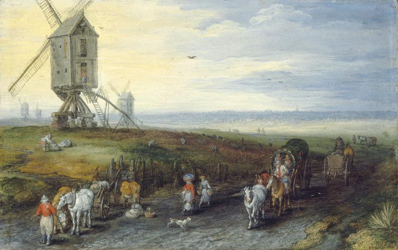 BRUEGHEL. Gemälde von Jan Brueghel d. Ä.  Jan Brueghel d. Ä. | Windmühle auf weiter Ebene, 1611  © Bayerische Staatsgemäldesammlungen, Alte Pinakothek, München