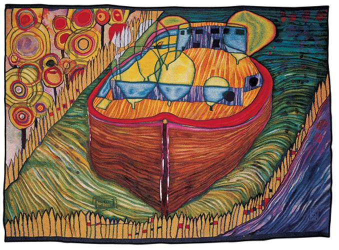 Hundertwasser, 689A DALSLANDKANAL, Tlaquepaque, Mexico, 1984 (Pedro Ibarra Hernandez and Theo Riedl, Gobelinos Riedl) Die Hundertwasser Gemeinnützige Privatstiftung