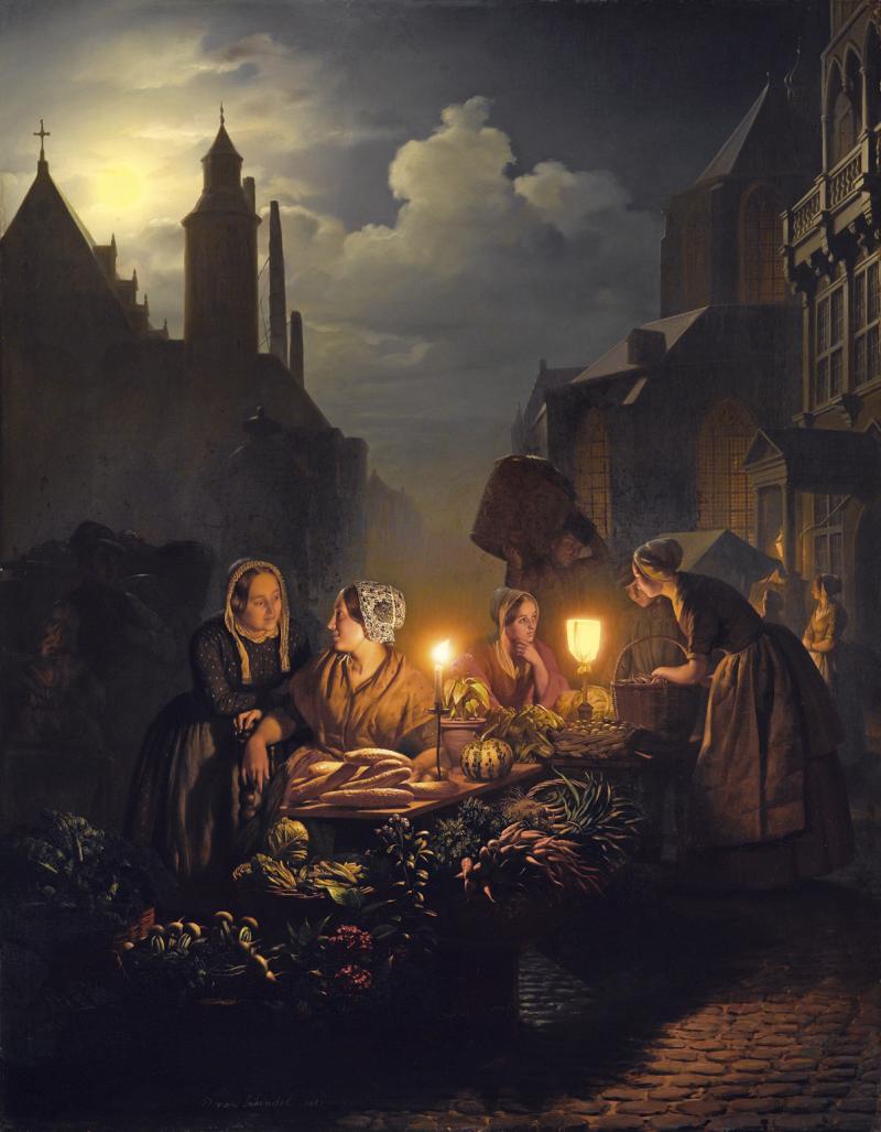 Petrus van Schendel (1806 - 1870) Abendlicher Gemüsemarkt, erzielter Preis € 146.700