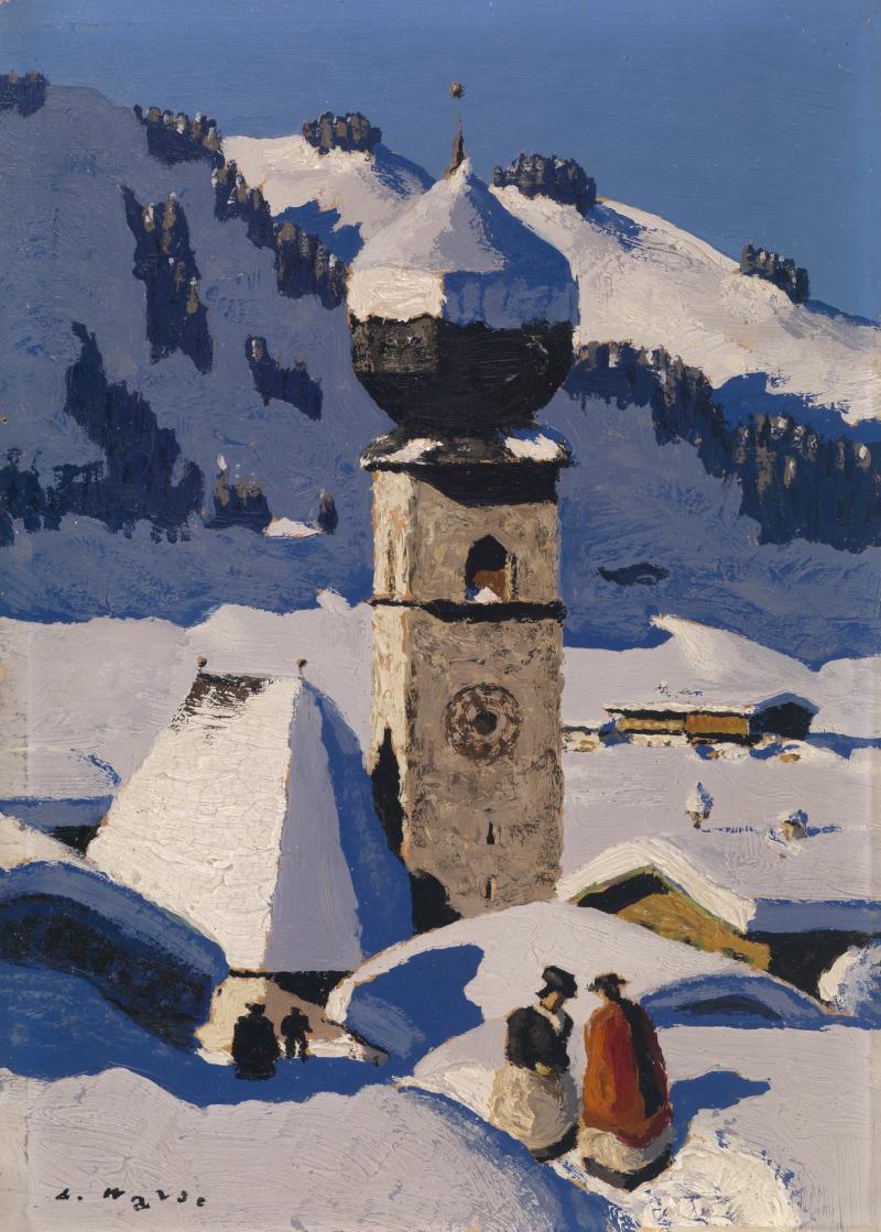 Alfons Walde "Aurach" (bei Kitzbühel), 1932, 39 x 28 cm, erzielter Preis € 341.900