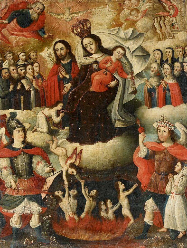 Schule von Cusco  Gnadenmadonna mit Fegefeuerdarstellung | Öl auf Leinwand 118 x 93cm  Ergebnis: 30.000 Euro