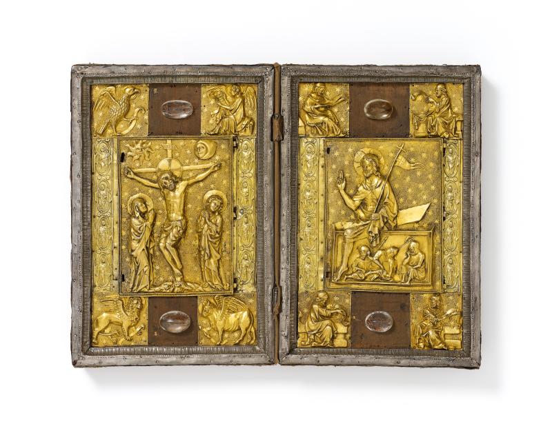 Diptychon Folge von zehn gotischen Relieftafeln Frankreich um 1410-20, adaptiert in einem barocken Diptychon Schätzpreis: 50.000 – 100.000 Euro, Ergebnis:  106.250 Euro