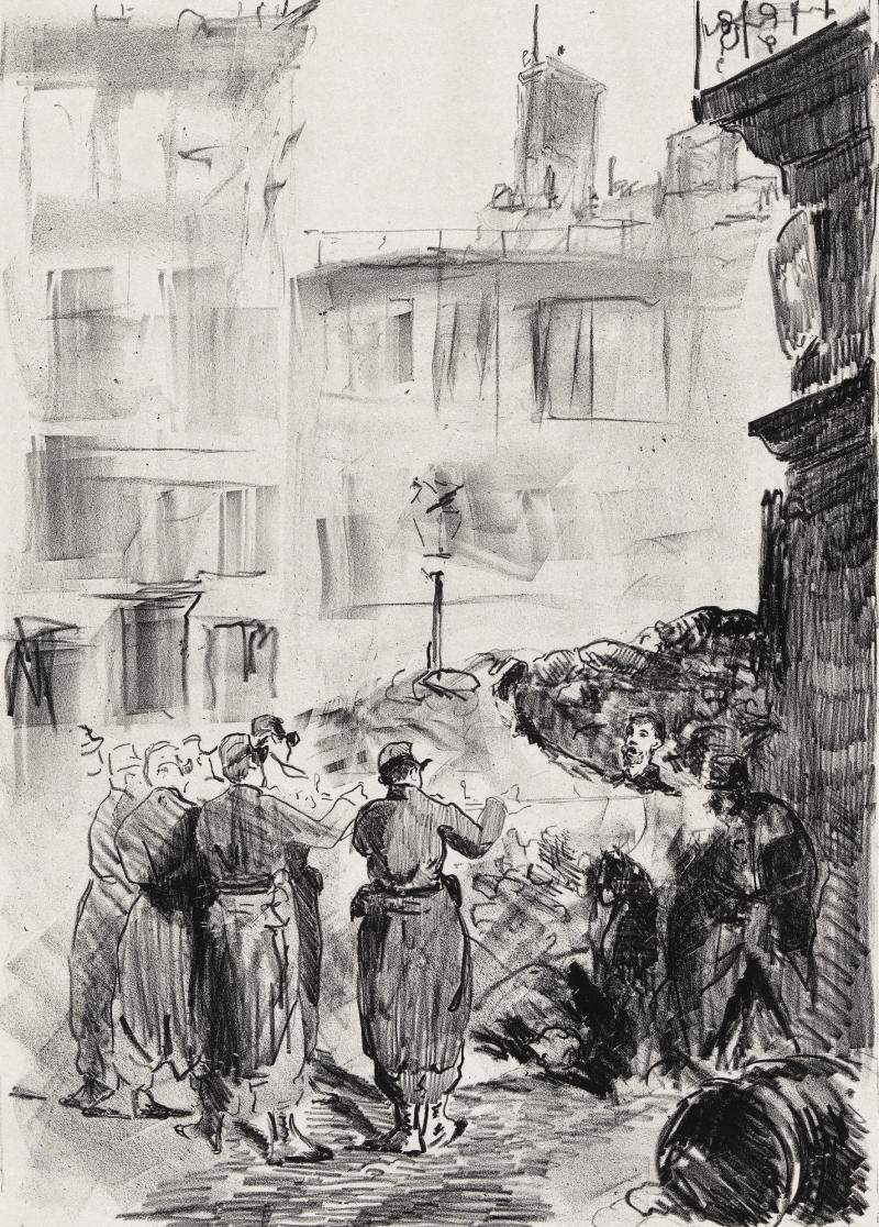 Edouard Manet (1832 - 1883) Die Barrikade, 1871 Lithographie, 460 x 333 mm © Hamburger Kunsthalle, Kupferstichkabinett/bpk Photo: Christoph Irrgang