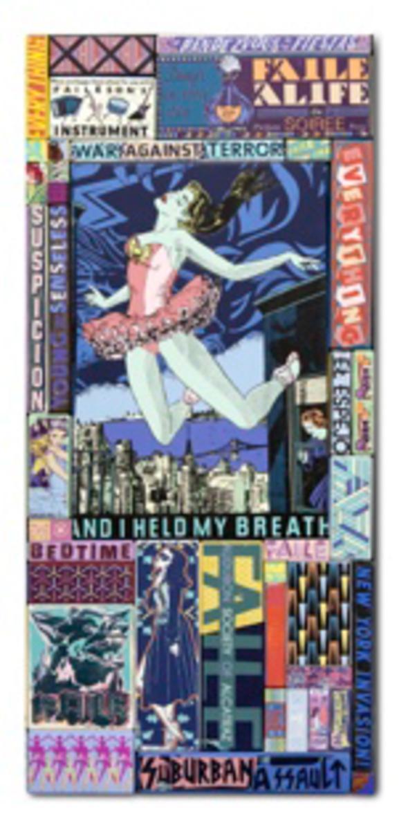 Everything Faile 2013 Acrylic and Silkscreen Ink on Wood, Steel Frame 184 x 82,6 x 7,6 cm