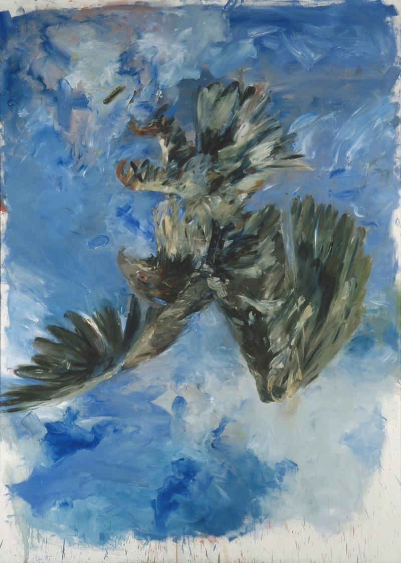 KÖNIGSKLASSE - Kunstwerke aus der Pinakothek der Moderne in Schloss Herrenchiemsee  Georg Baselitz (*1938), Fingermalerei Adler, 1972  Öl auf Leinwand, 249,5 x 180,3 cm, © Georg Baselitz 2013 und Bayerische Staatsgemäldesammlungen