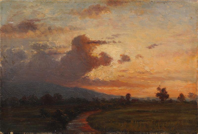 3 Johan Christian Clausen Dahl "Abendhimmel über hügeliger Landschaft". 60000