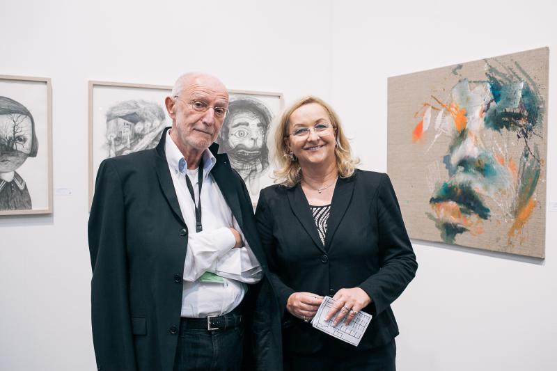 Manfred Lang (Galerie Lang, Maria Fekter (Finanzministerin) © VIENNAFAIR / Jakob Polacsek