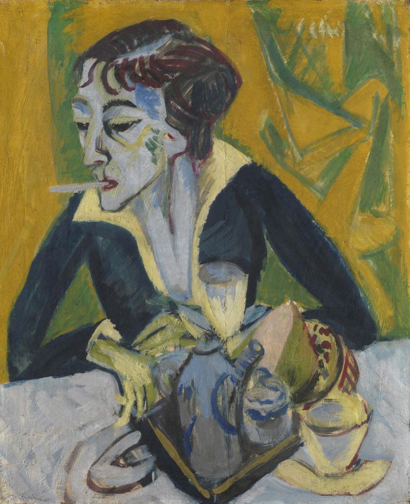 Ernst Ludwig Kirchner, Erna mit Zigarette, 1915, Öl auf Gewebe aus Jute und Leinen, 73 x 61 cm © Bayerische Staatsgemäldesammlungen, Sammlung Moderne Kunst in der Pinakothek der Moderne, München