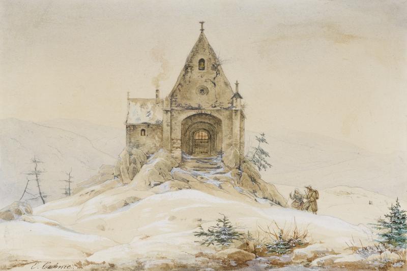 Ernst Ferdinand Oehmes Aquarell „Bergkapelle im Winter“ stieg von der Taxe in Höhe von 3.000 Euro auf unglaubliche 40.000 Euro