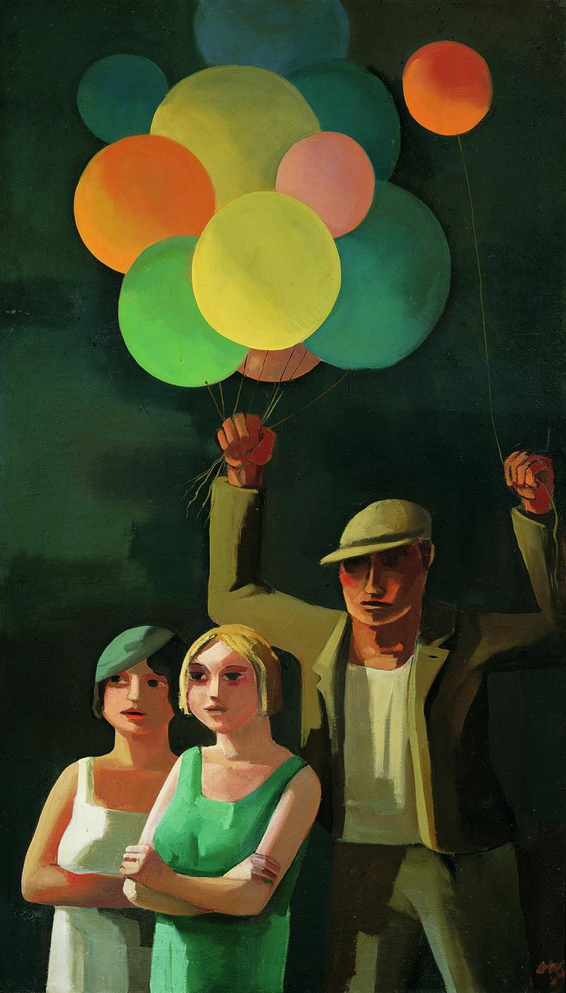 Otto Rudolf Schatz  Ballonverkäufer, 1929  Triptychon - 1. Teil  Öl auf Leinwand  190 x 110 cm  © Belvedere, Wien