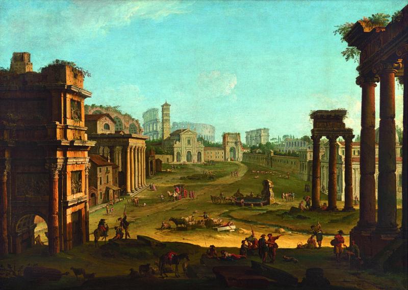 Antonio Joli (1700 - 1777) Der Campo Vaccino in Rom, Öl/Leinwand, 120 x 170 cm Schätzwert € 200.000 - 300.000 Auktion 9. April 2014