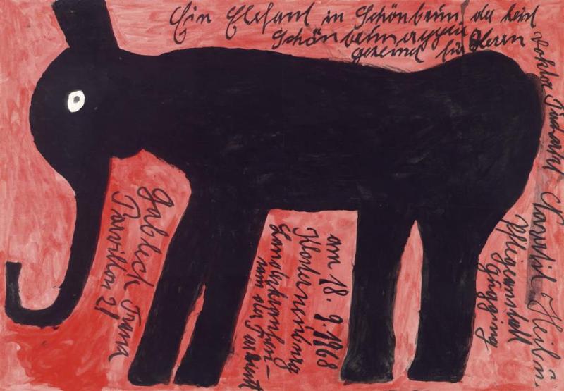 Copyright: 	Privatstiftung Künstler aus Gugging Autor: 	 Beschreibung: 	Franz Gableck, Elefant, 1968